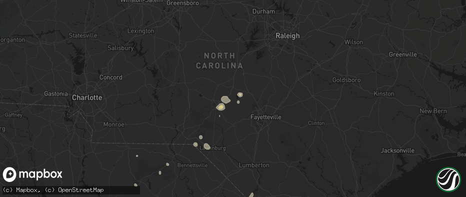 Hail map in Vass, NC on July 5, 2026
