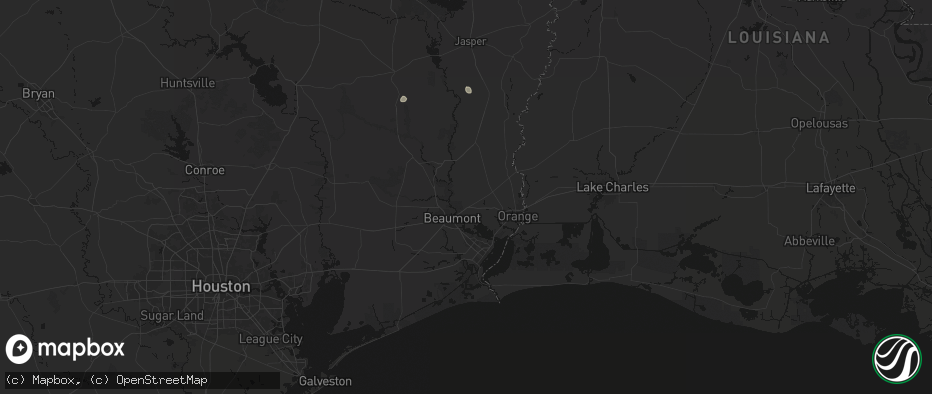 Hail map in Vidor, TX on July 5, 2026