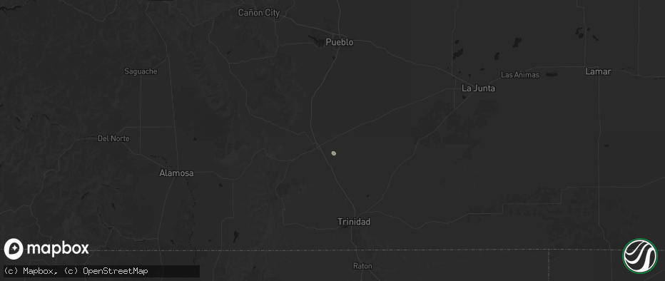 Hail map in Walsenburg, CO on July 5, 2026