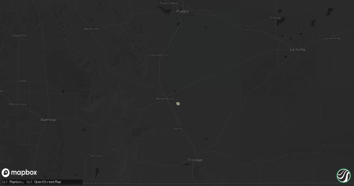 Hail map in Walsenburg, CO on July 5, 2026
