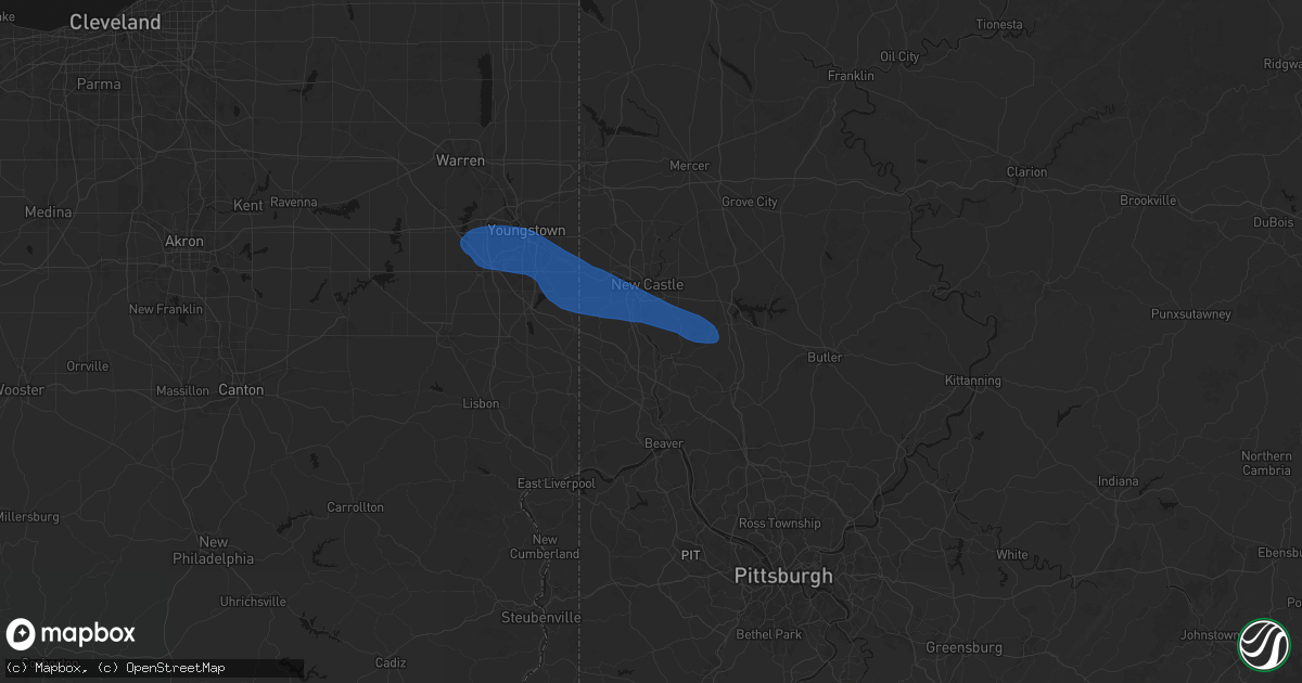 Hail map in Wampum, PA on July 5, 2026