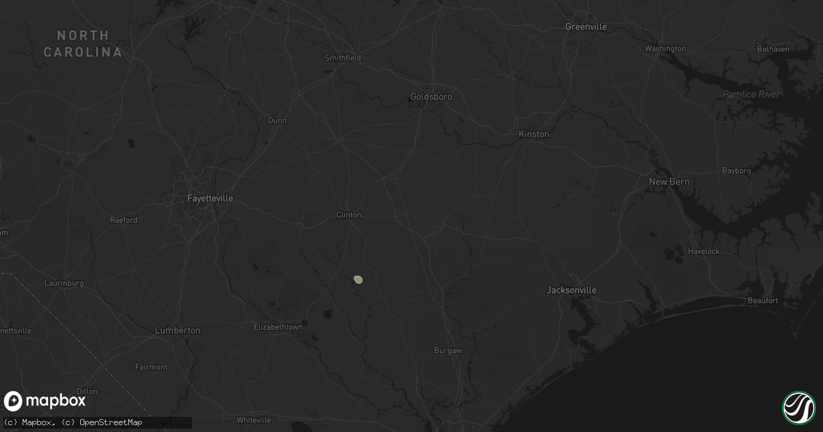 Hail map in Warsaw, NC on July 5, 2026