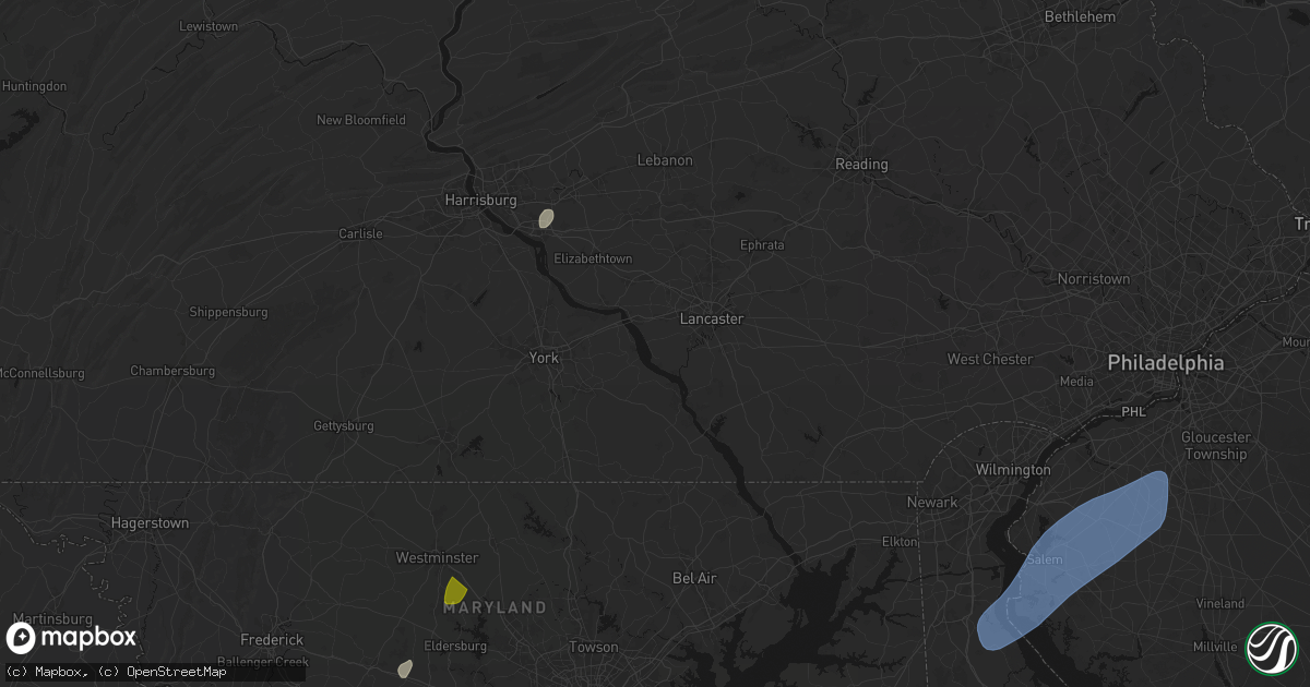 Hail map in Washington Boro, PA on July 5, 2026