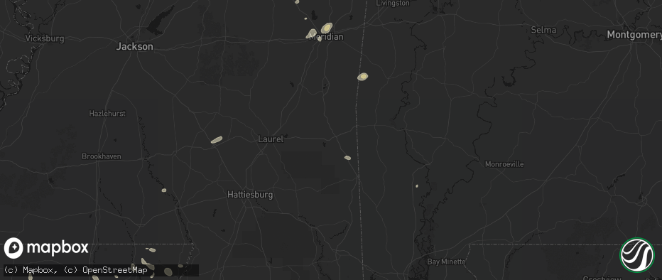 Hail map in Waynesboro, MS on July 5, 2026