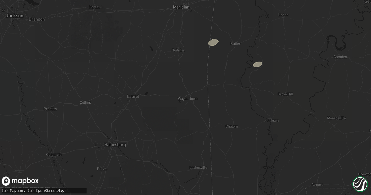 Hail map in Waynesboro, MS on July 5, 2026