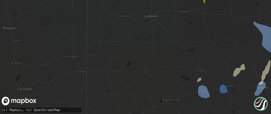 Hail map in Welch, TX on July 5, 2026