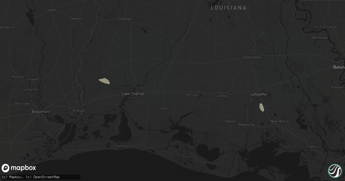 Hail map in Welsh, LA on July 5, 2026