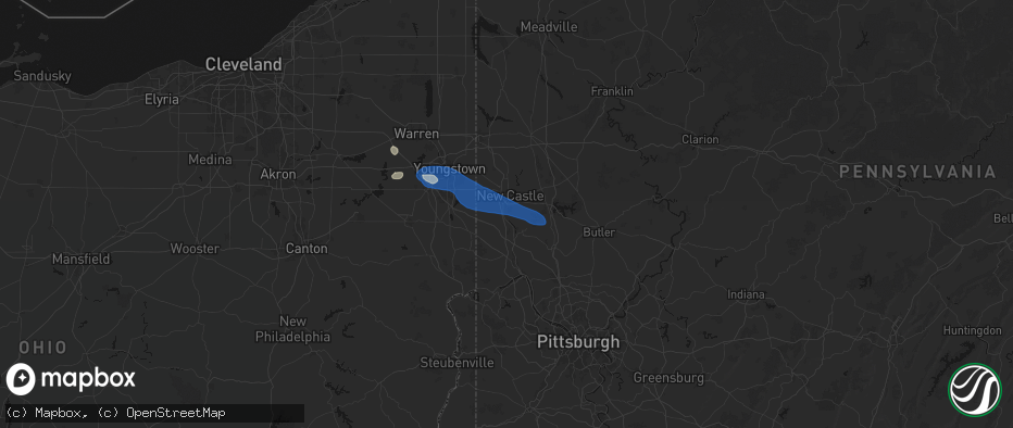 Hail map in West Pittsburg, PA on July 5, 2026