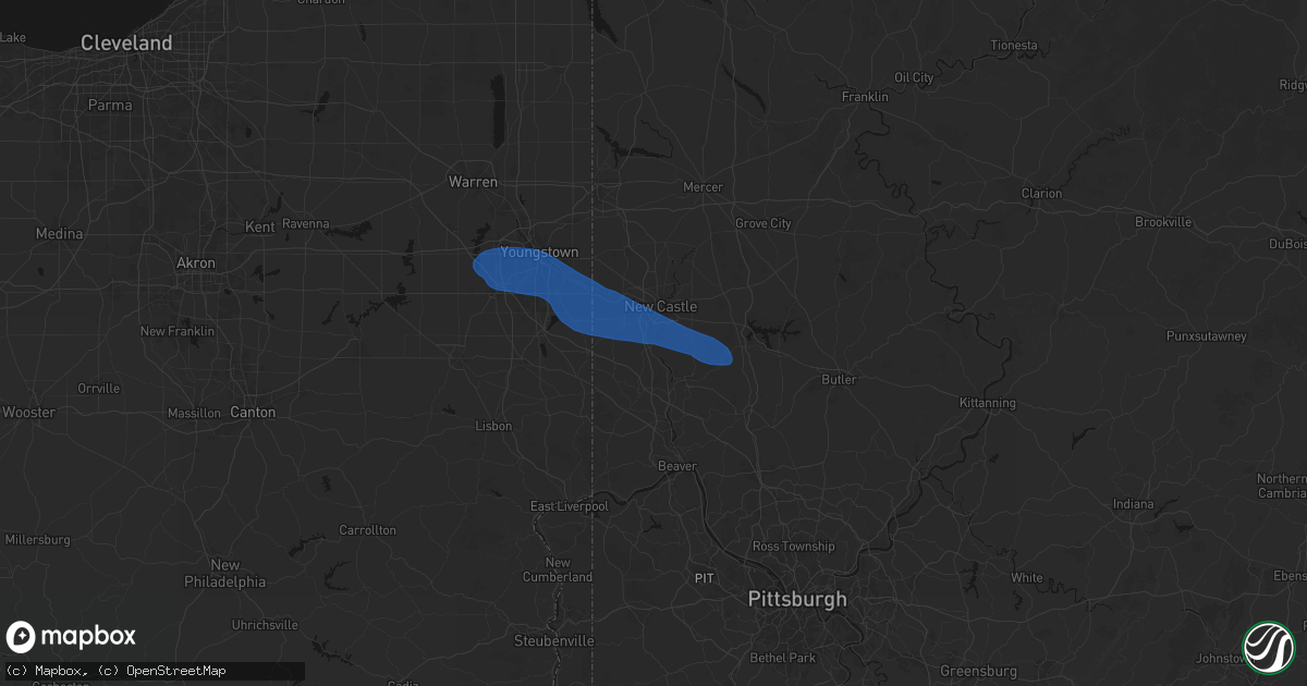 Hail map in West Pittsburg, PA on July 5, 2026