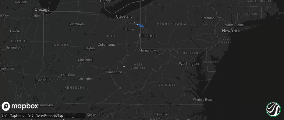 Hail map in West Virginia on July 5, 2026