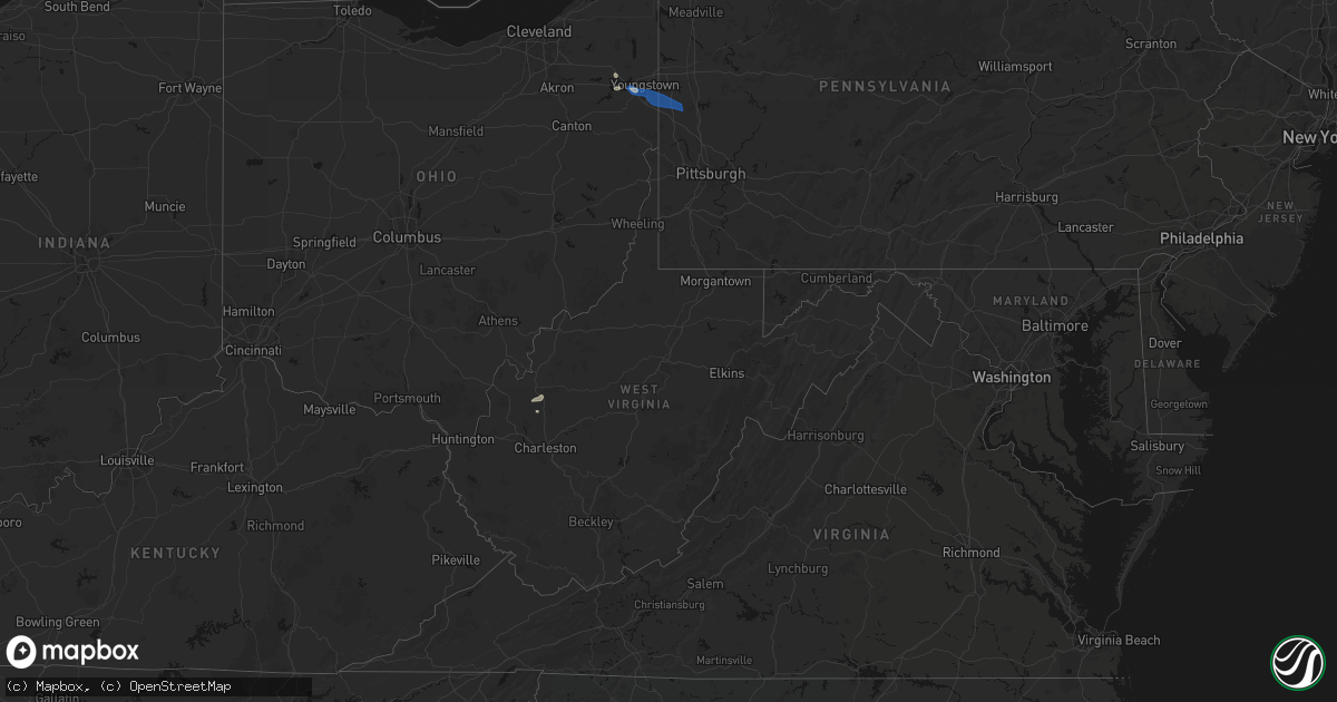 Hail map in West Virginia on July 5, 2026