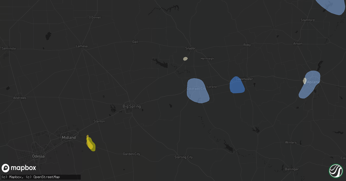 Hail map in Westbrook, TX on July 5, 2026