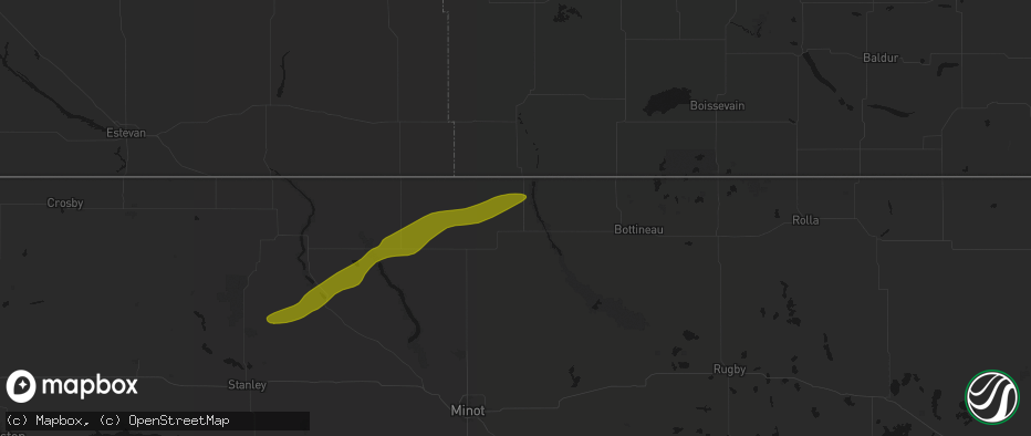 Hail map in Westhope, ND on July 5, 2026
