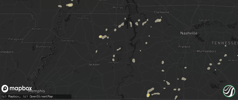 Hail map in Westport, TN on July 5, 2026