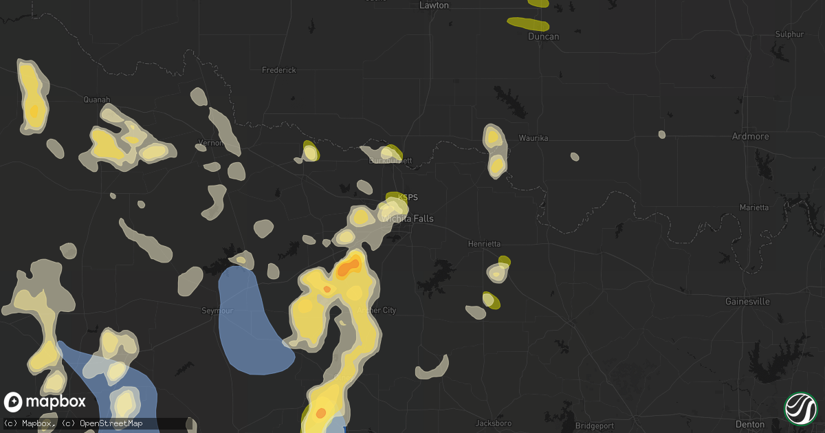 Hail map in Wichita Falls, TX on July 5, 2026