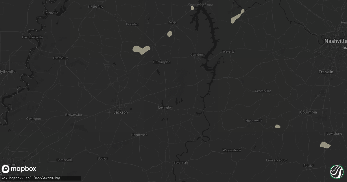 Hail map in Wildersville, TN on July 5, 2026