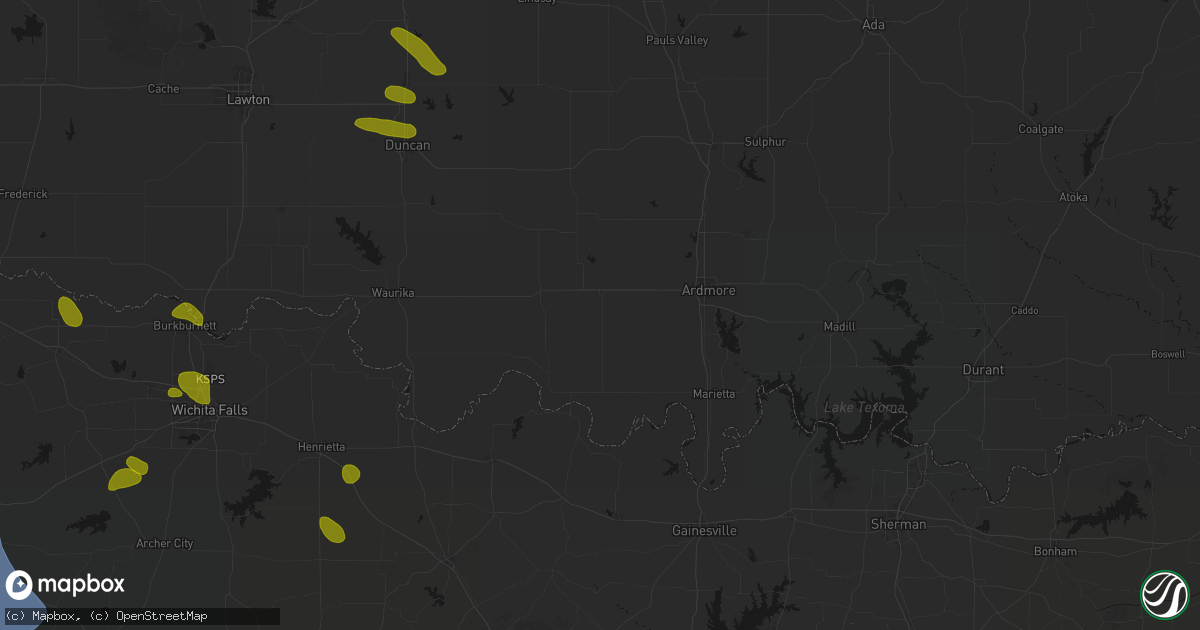 Hail map in Wilson, OK on July 5, 2026