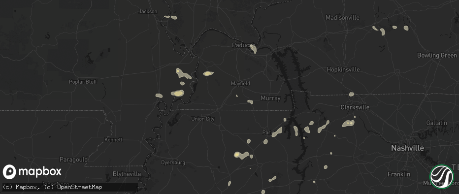 Hail map in Wingo, KY on July 5, 2026