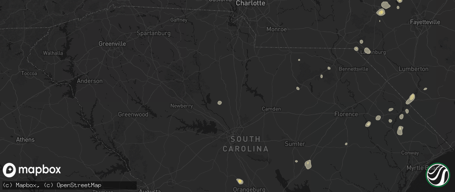 Hail map in Winnsboro, SC on July 5, 2026