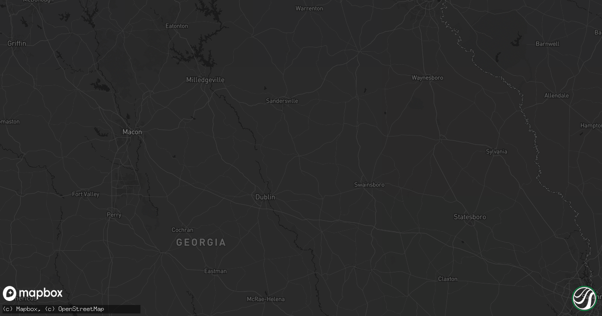 Hail map in Wrightsville, GA on July 5, 2026