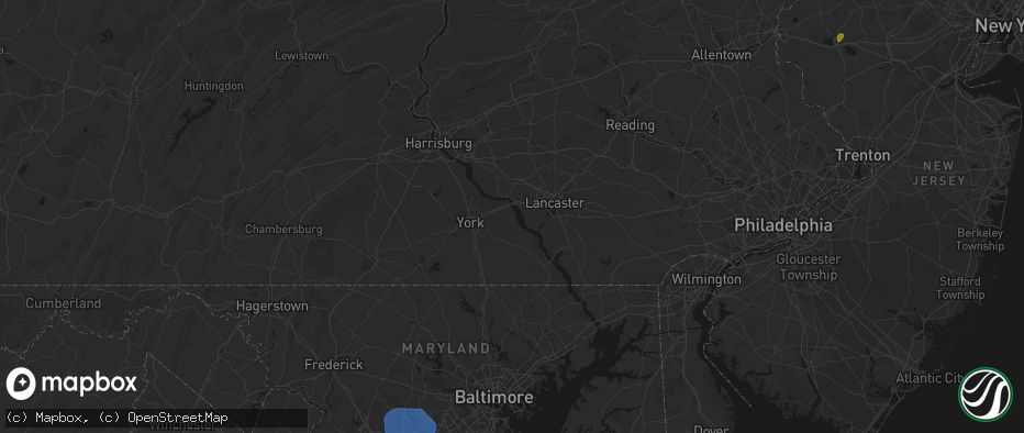 Hail map in Wrightsville, PA on July 5, 2026