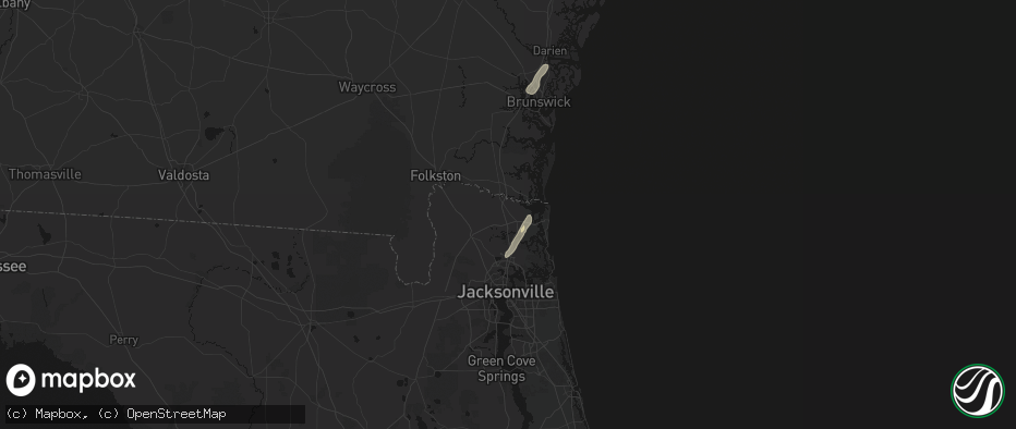 Hail map in Yulee, FL on July 5, 2026