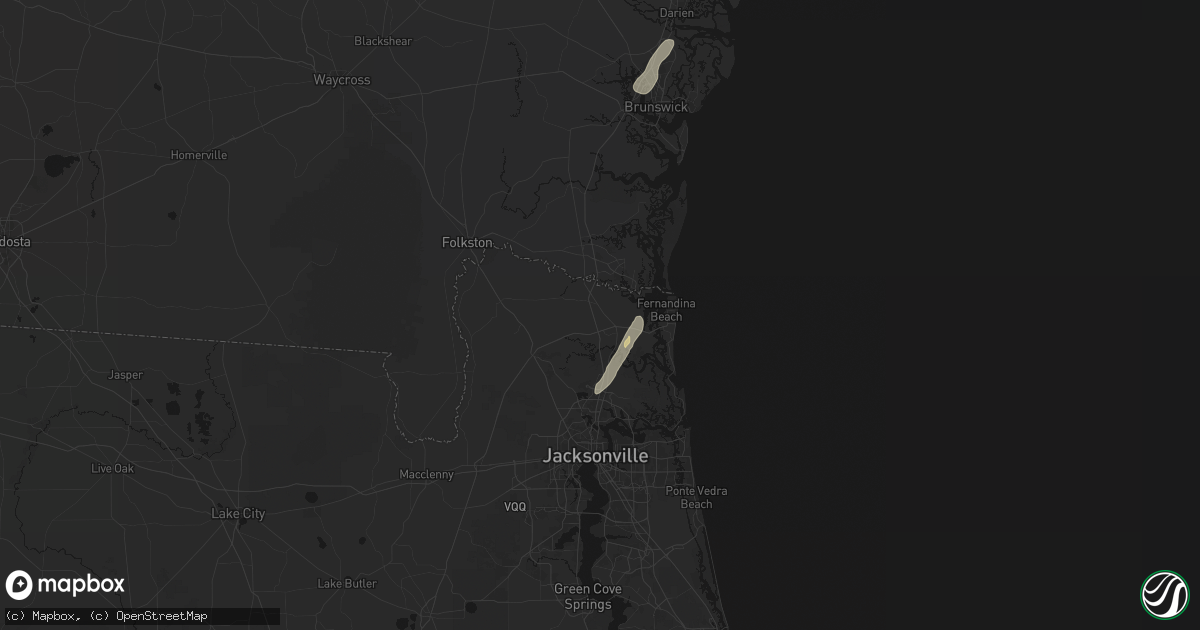 Hail map in Yulee, FL on July 5, 2026