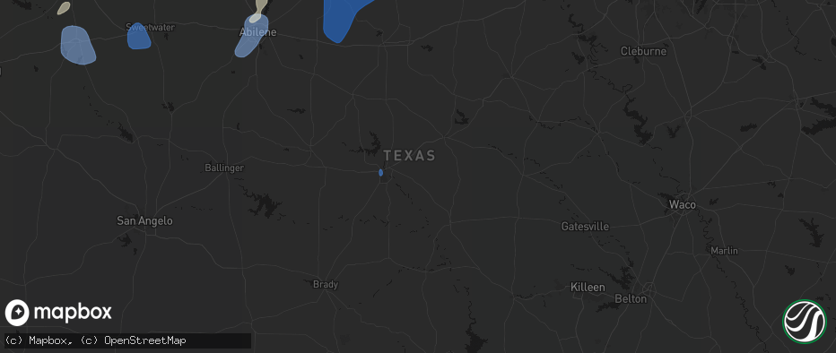 Hail map in Zephyr, TX on July 5, 2026
