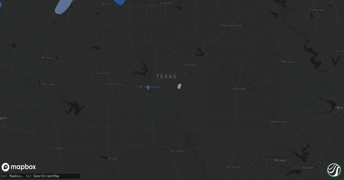 Hail map in Zephyr, TX on July 5, 2026