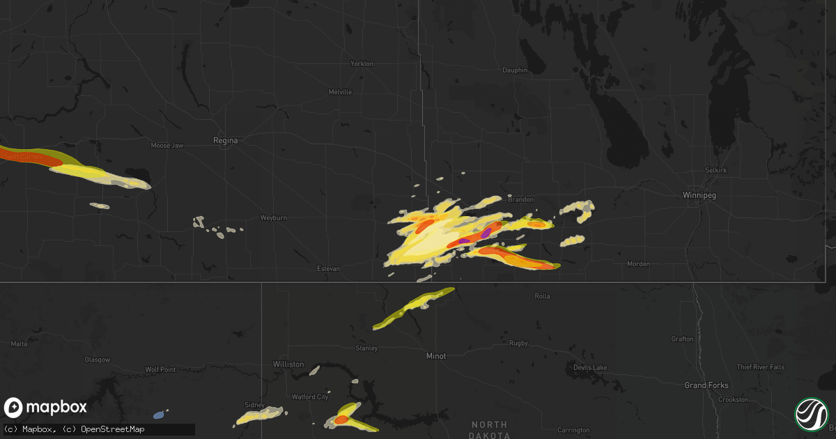 Hail map on July 5, 2026