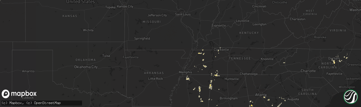 Hail map in Alabama on July 6, 2012