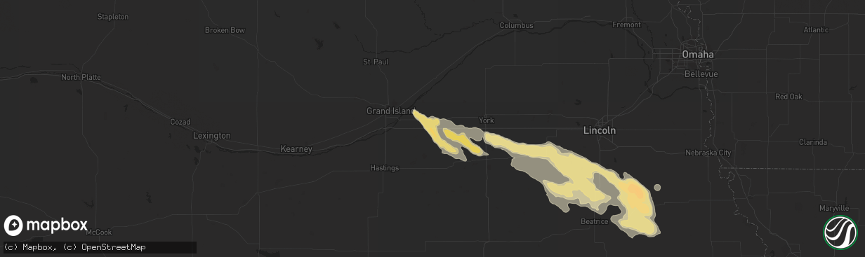 Hail map in Aurora, NE on July 6, 2014