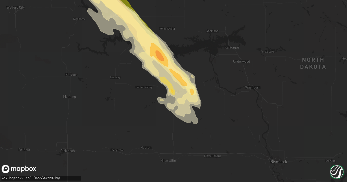 Hail map in Beulah, ND on July 6, 2014