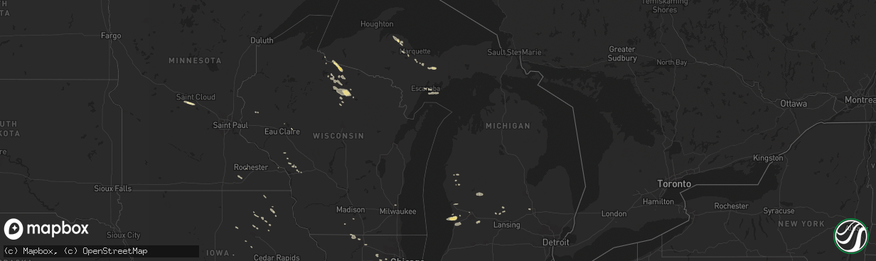 Hail map in Michigan on July 6, 2014