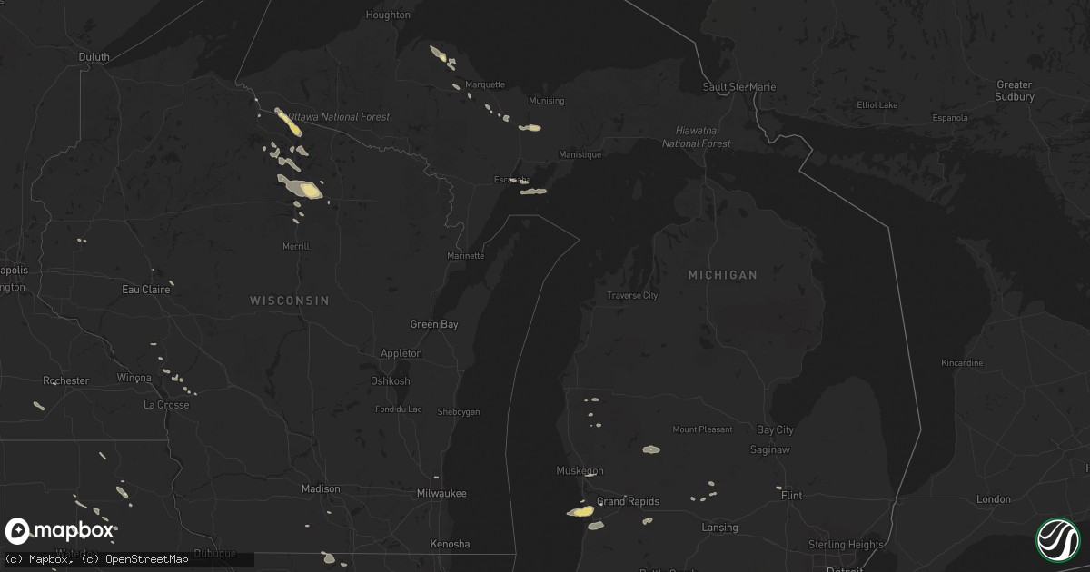 Hail map in Michigan on July 6, 2014