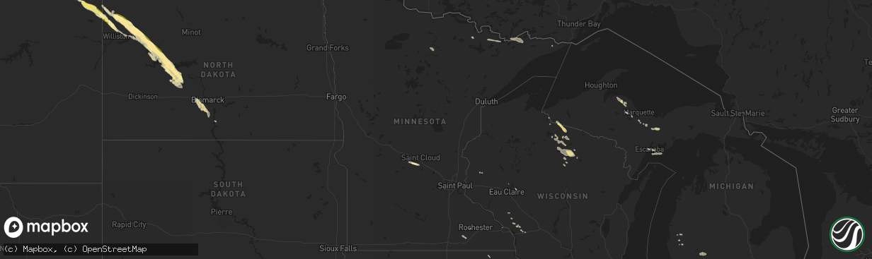 Hail map in Minnesota on July 6, 2014