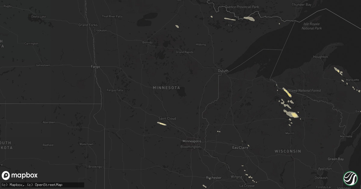 Hail map in Minnesota on July 6, 2014