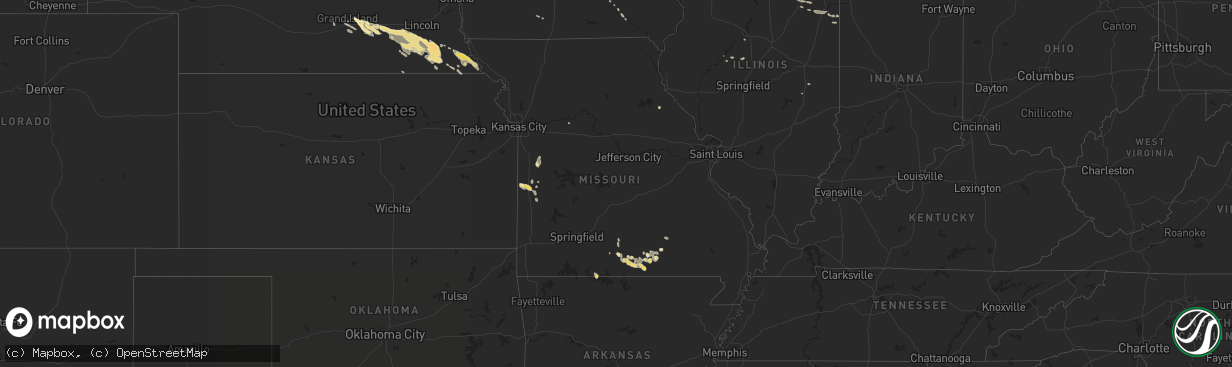 Hail map in Missouri on July 6, 2014