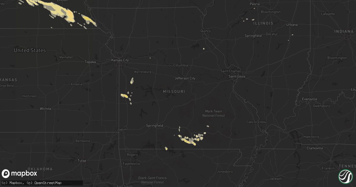 Hail map in Missouri on July 6, 2014