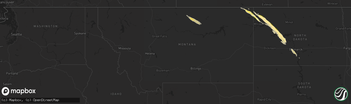 Hail map in Montana on July 6, 2014