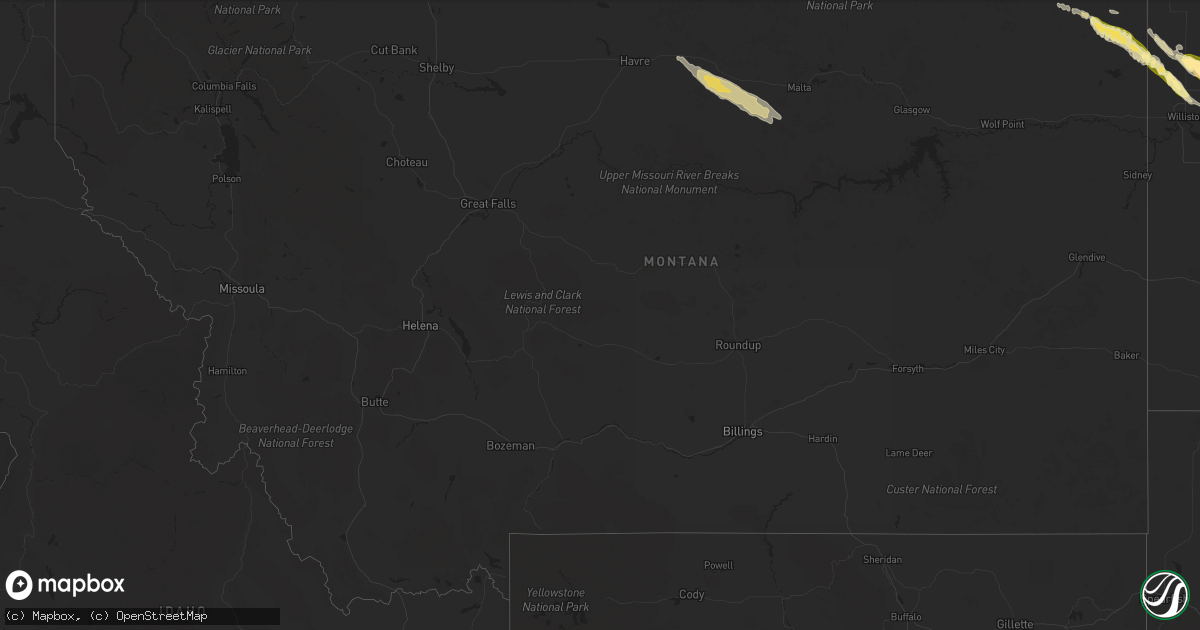 Hail map in Montana on July 6, 2014