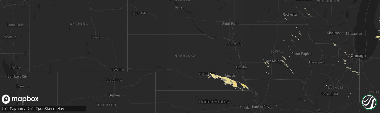 Hail map in Nebraska on July 6, 2014