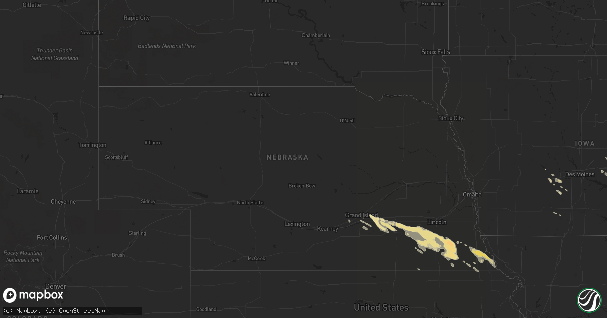 Hail map in Nebraska on July 6, 2014