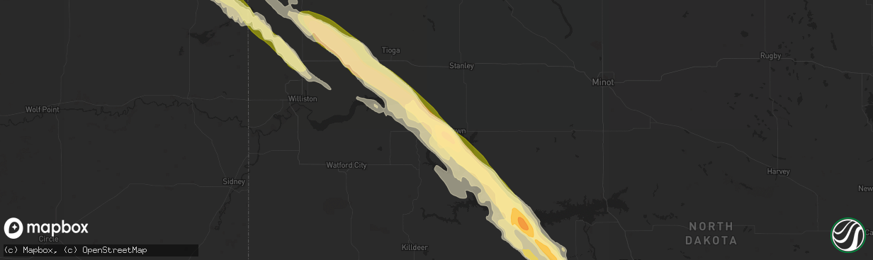 Hail map in New Town, ND on July 6, 2014