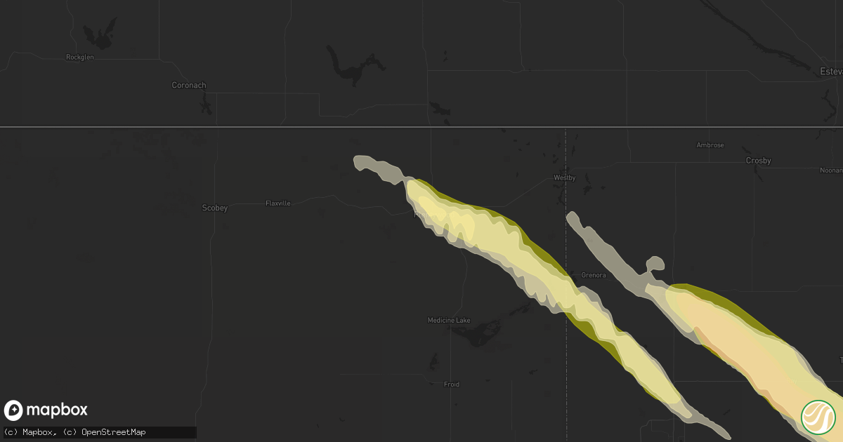Hail map in Plentywood, MT on July 6, 2014