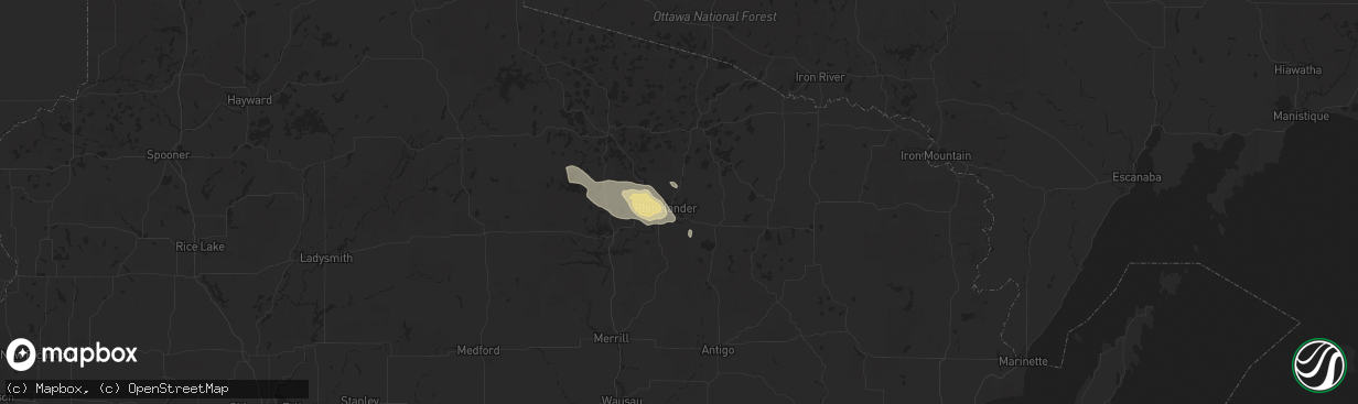 Hail map in Rhinelander, WI on July 6, 2014