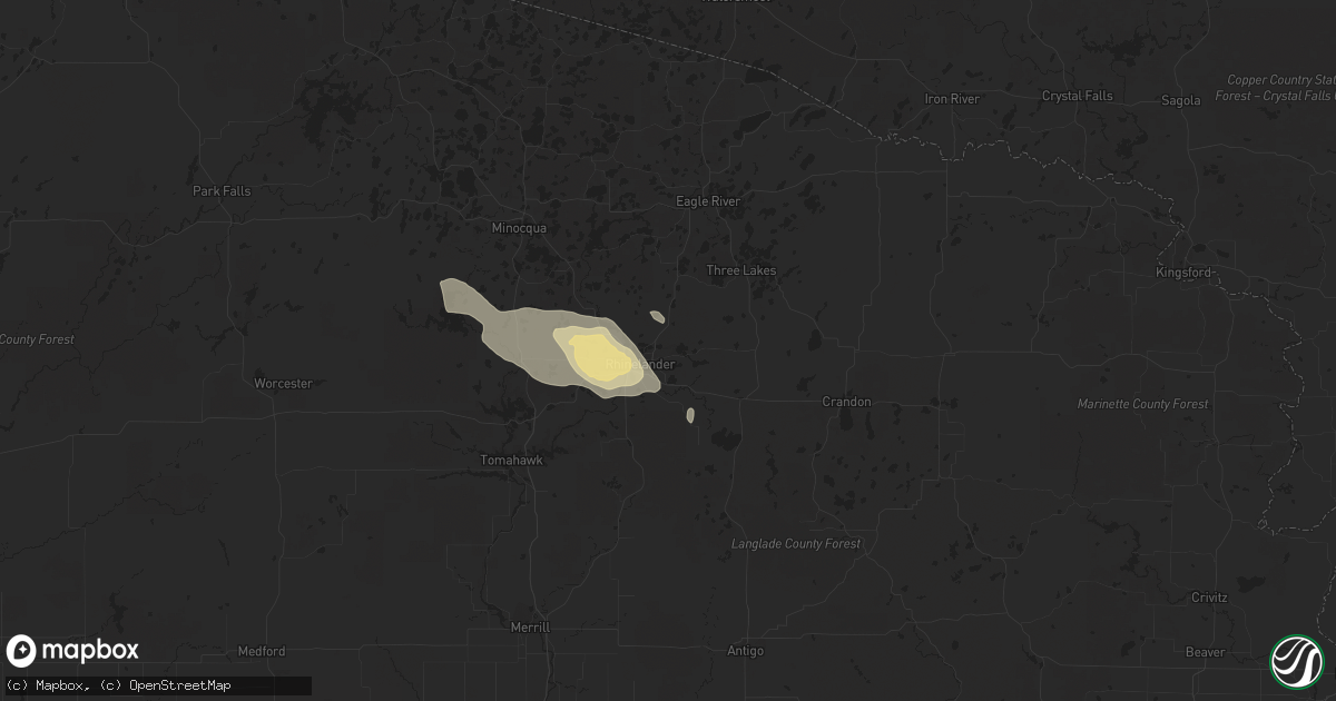 Hail map in Rhinelander, WI on July 6, 2014