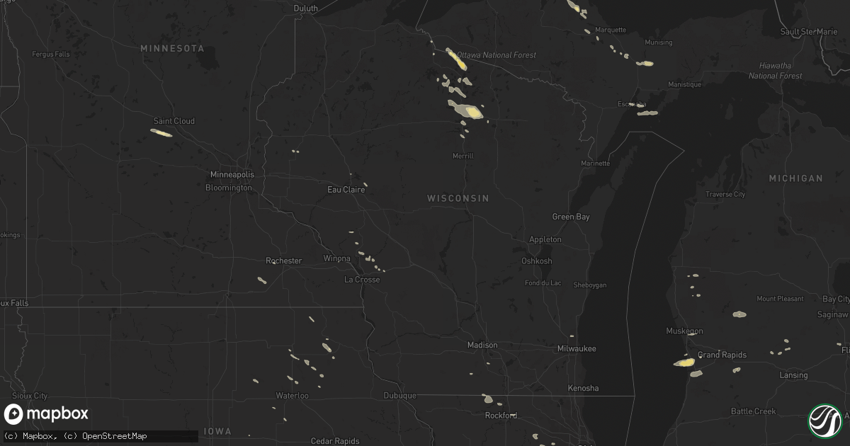 Hail map in Wisconsin on July 6, 2014