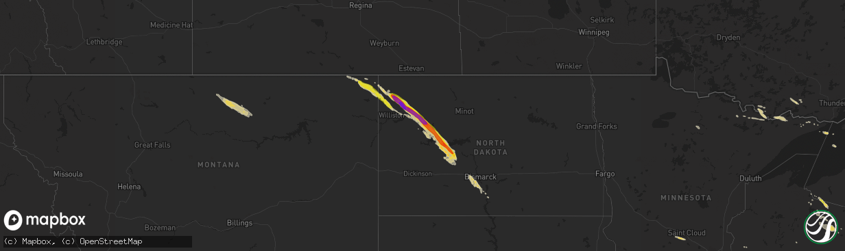 Hail map on July 6, 2014