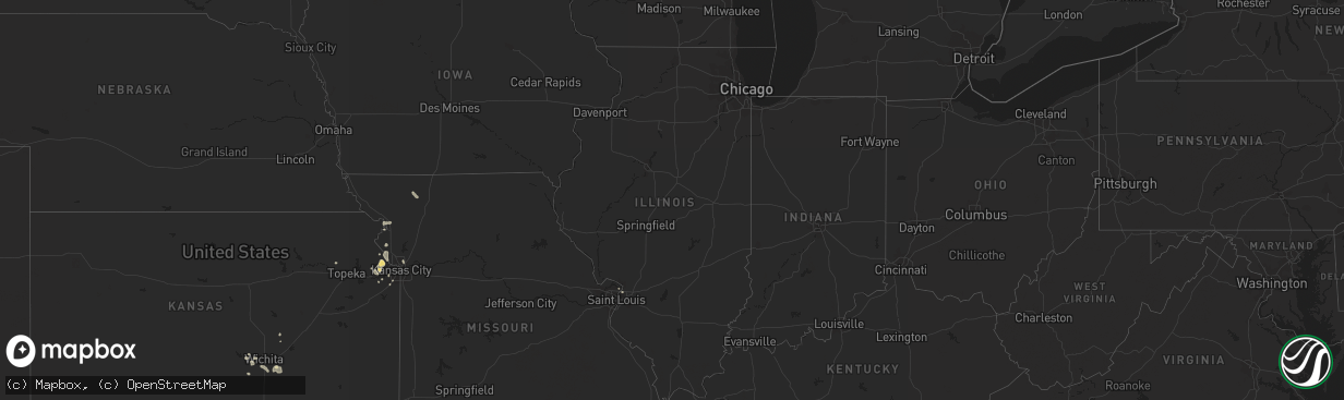 Hail map in Illinois on July 6, 2015